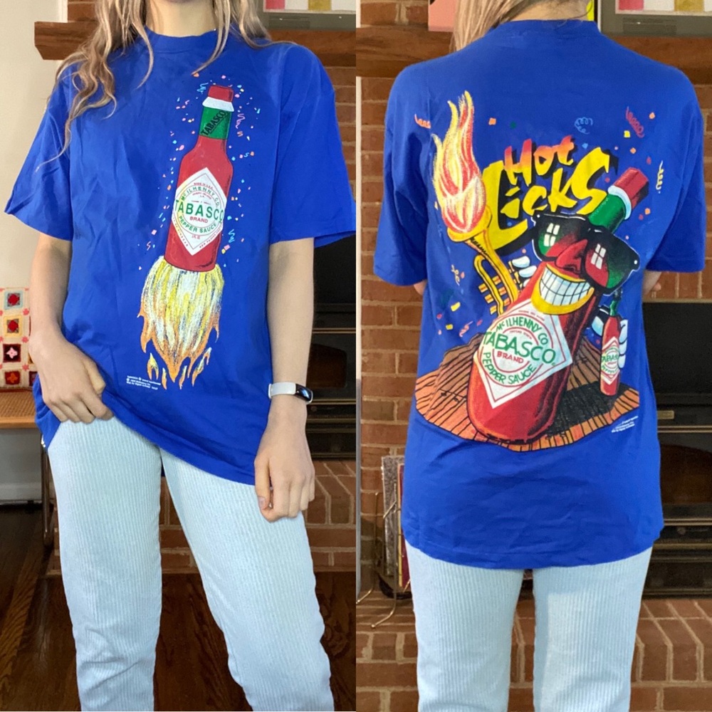 Vintage 1994 Tabasco Hot Licks Signal Artwear Wearable Art Single Stitch…